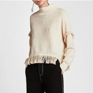 Zara Fringe Mock Neck Sweater